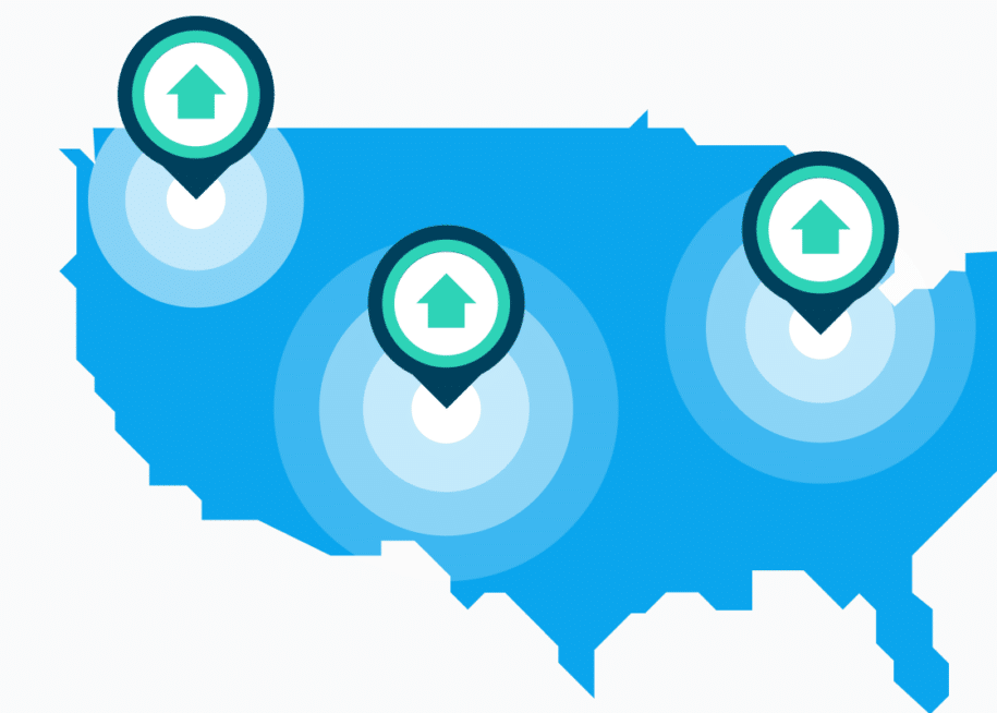 image of USA with houses in various states