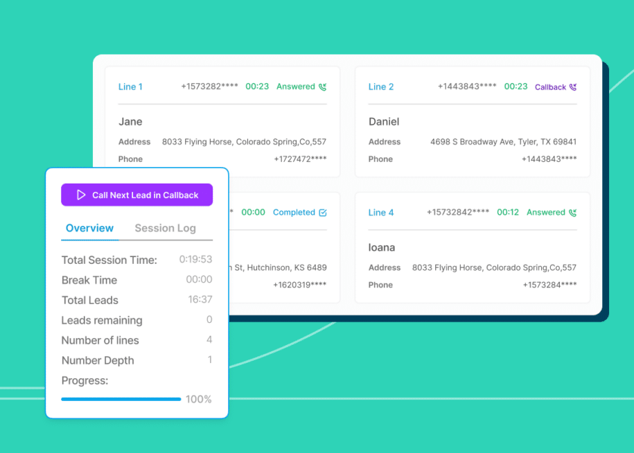 smrtDialer screenshots of reporting from multidialer