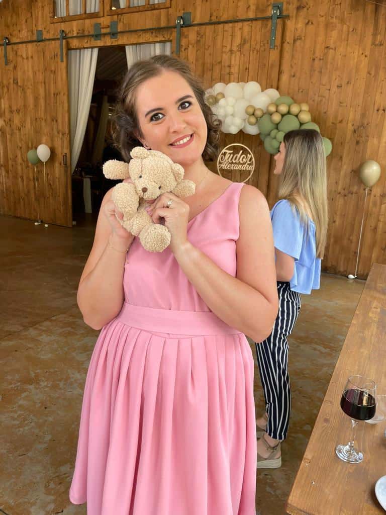 Mihaela and a teddy bear