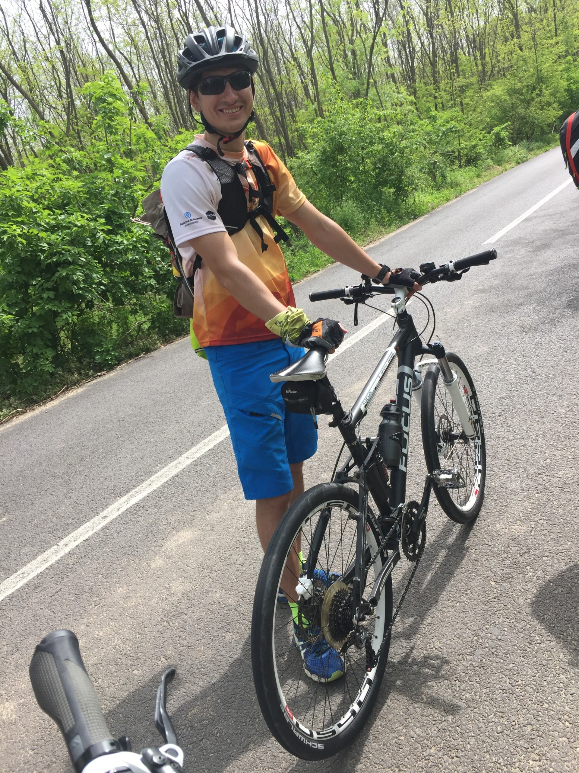 Petru posed with the bicycle his friends had gifted him for his birthday