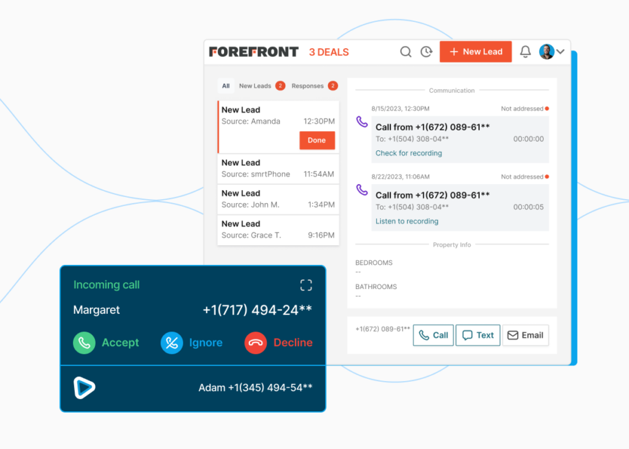 Incoming call with smrtPhone in Forefront