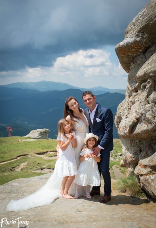 Iona Parge with her husband and her two daughters