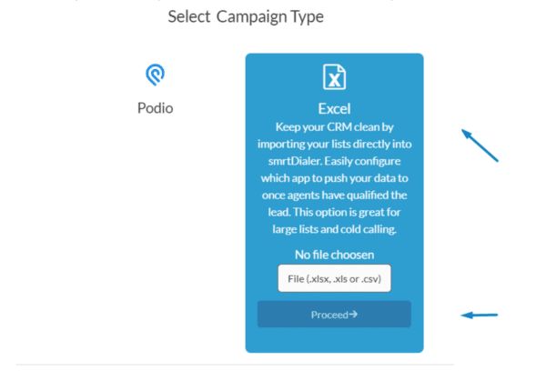 Pull power dialer leads from Podio or upload directly with an Excel spreadsheet