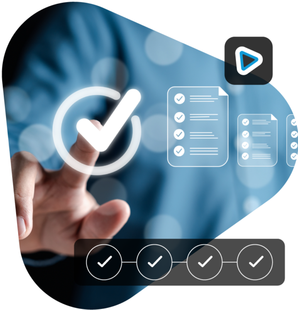 person digitally clicking a check mark to indicate compliance and regulation