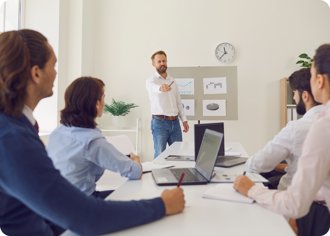 representation of a sales team in the office